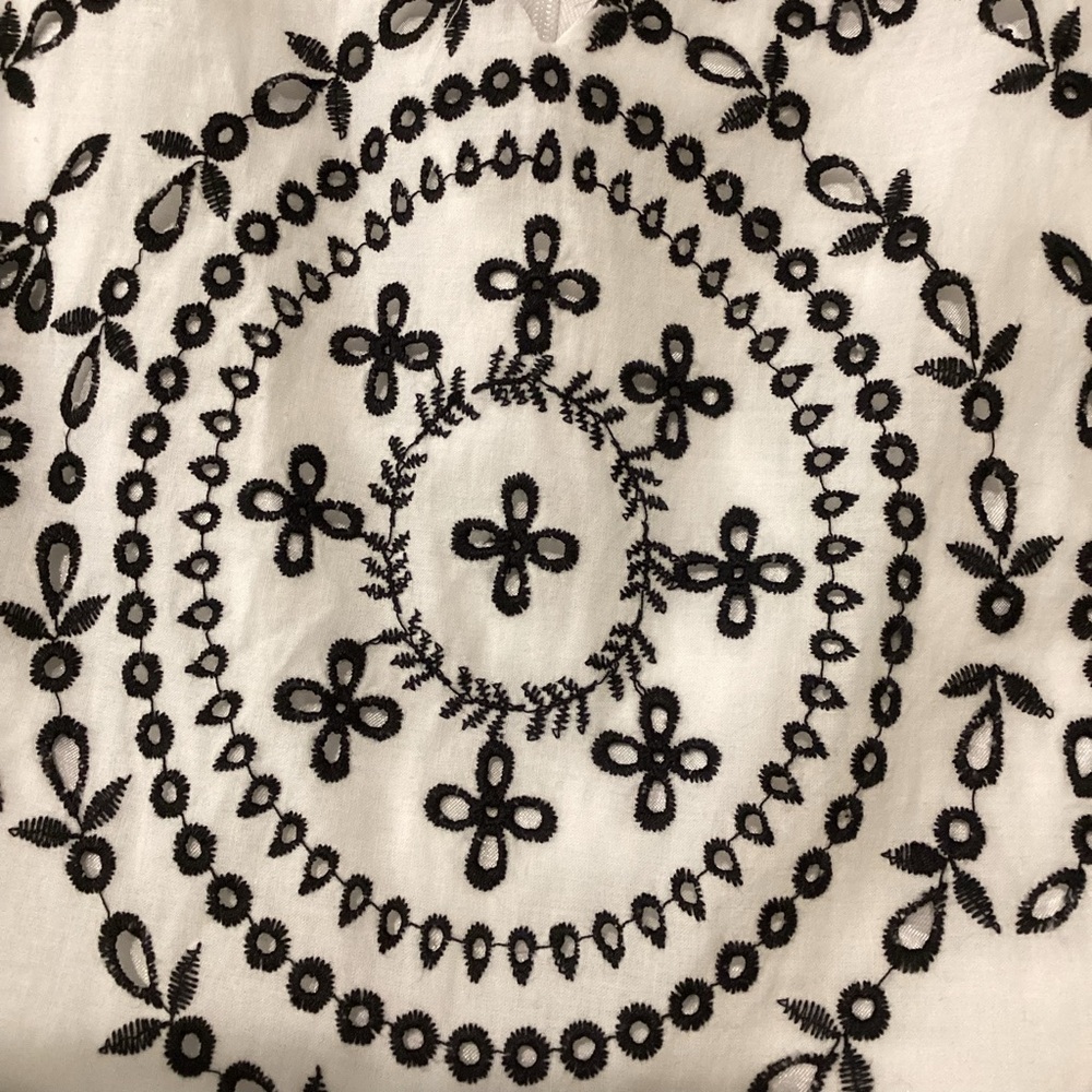 Express Black & White Embroidered Eyelet Tiered Fit & Flare Dress - Picture 8 of 12